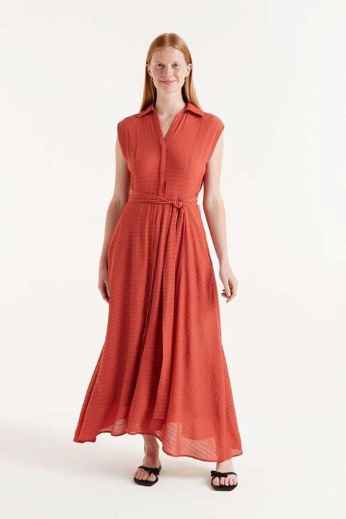 VESTIDO LARGO FLUIDO NARANJA