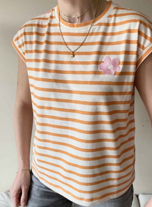 CAMISETA ESTAMPADO DE RAYAS NARANJAS