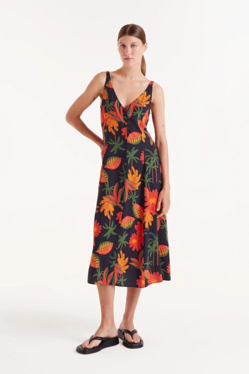 ABITO MIDI CANOTTA FIORI 100% VISCOSA CF