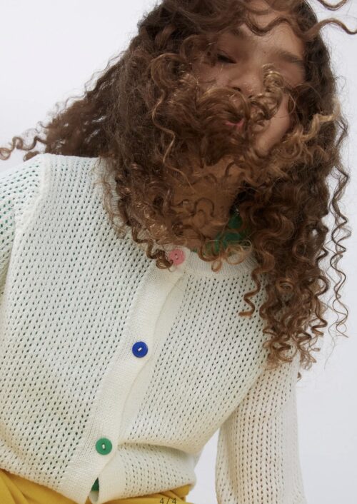 CARDIGAN BIANCO CON BOTTONI COLORATI