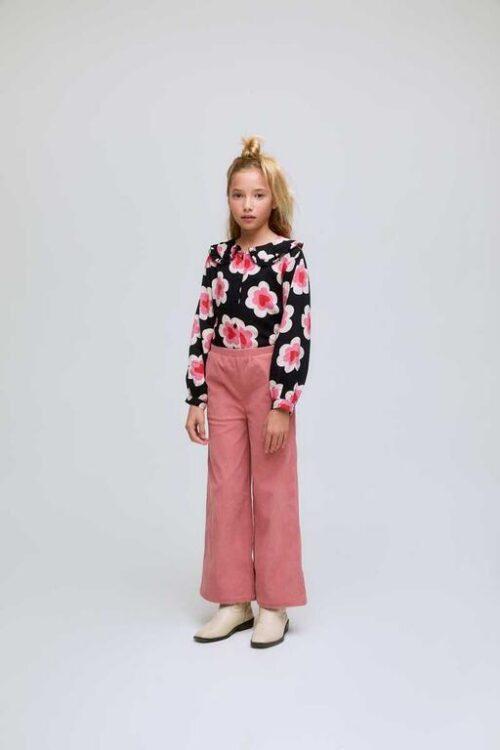 PANTALONI IN VELLUTO A COSTE ROSA DA BAMBINA, TAGLIO DRITTO