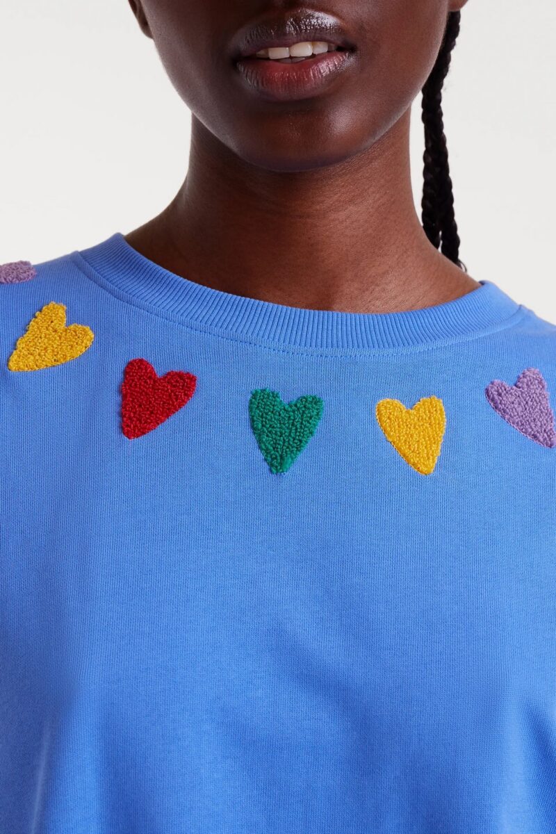 FELPA GIROCOLLO 100% COTONE CON RICAMI - immagine 3