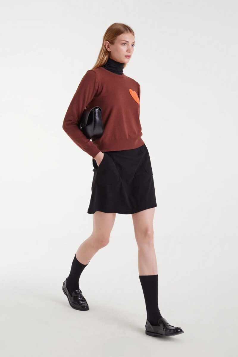 MAGLIONE VISCOSA CUORE RICAMATO - immagine 2