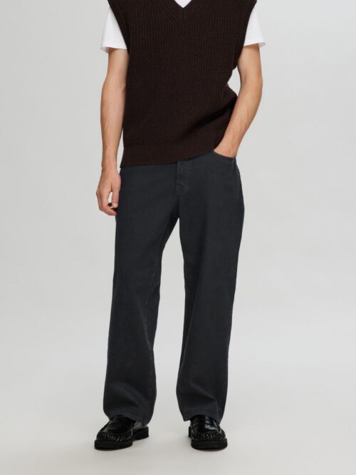 SLH220-LOOSE KOBE 3073 BLACK JEANS GAMBA AMPIA