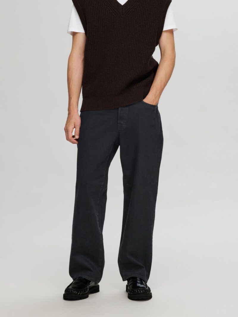 SLH220-LOOSE KOBE 3073 BLACK JEANS GAMBA AMPIA