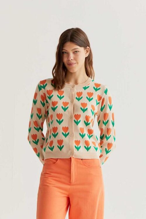 CARDIGAN VISCOSA CON TULIPANI