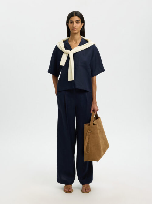 SLFLYRA WIDE PANTS PANTALOME LINO SELECTED